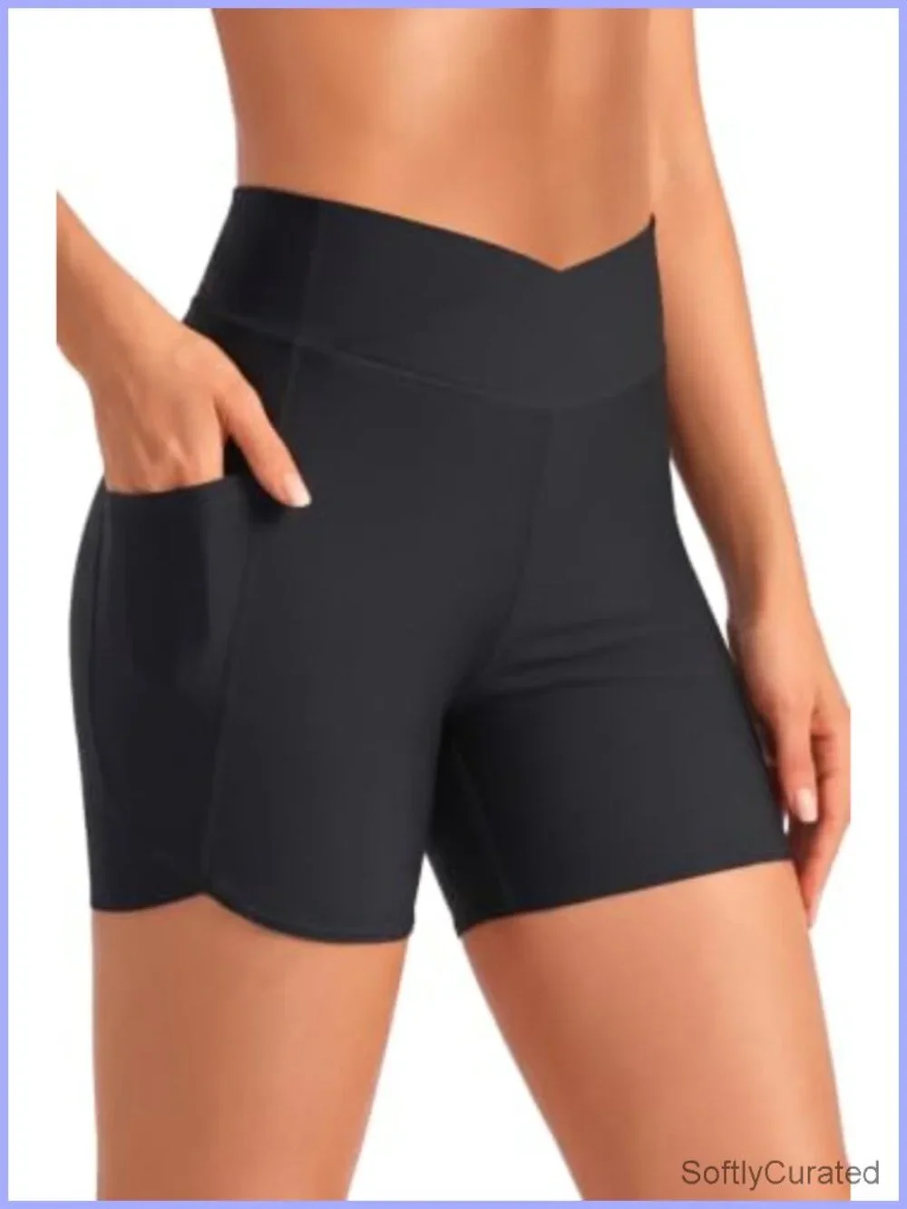 Women High Waisted Swim Shorts with Pockets Tummy Control Built-in Brief 5" - Picture 1 of 6